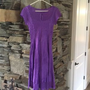 Silk purple mid calf length dress Size 0ish